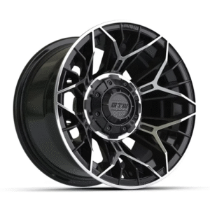 12" Stellar Black / Machined Golf Cart Wheel - 12"x7" ET-25 Offset⎮GTW®